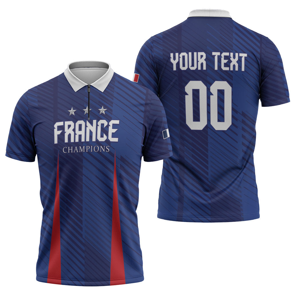 Custom France 2026 World Football Zipper Polo Shirt Les Bleus Go 3rd Champions