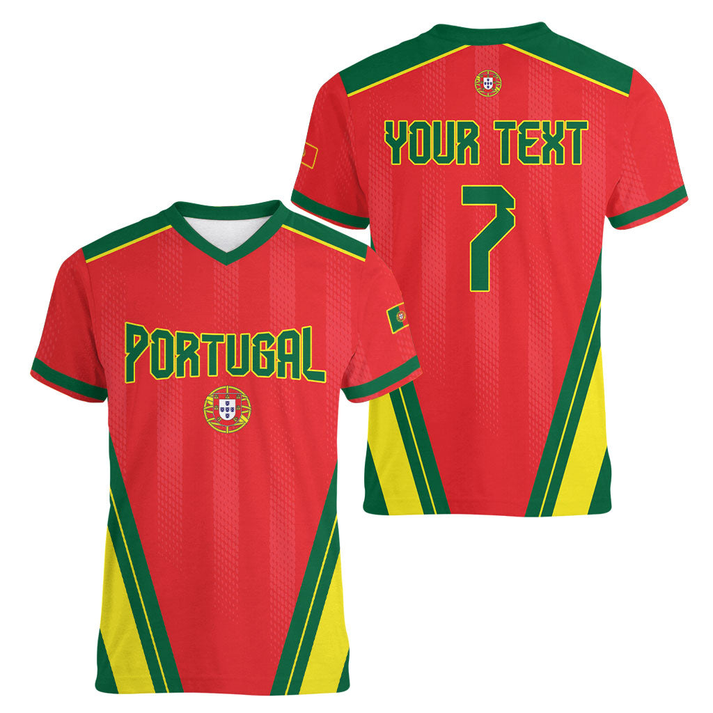Custom Portugal 2026 World Football Women V-Neck T-Shirt Selecao das Quinas