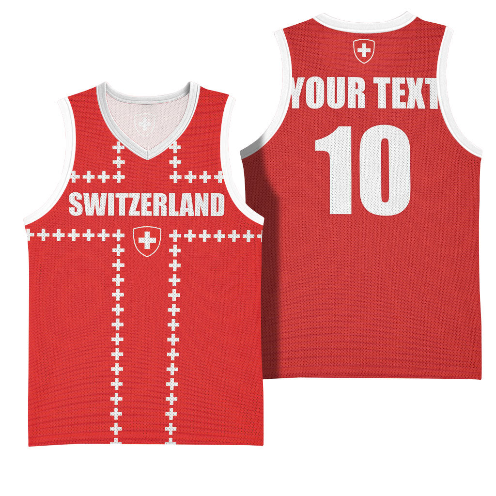 Custom Switzerland 2026 World Football Basketball Jersey Rossocrociati Go Champions