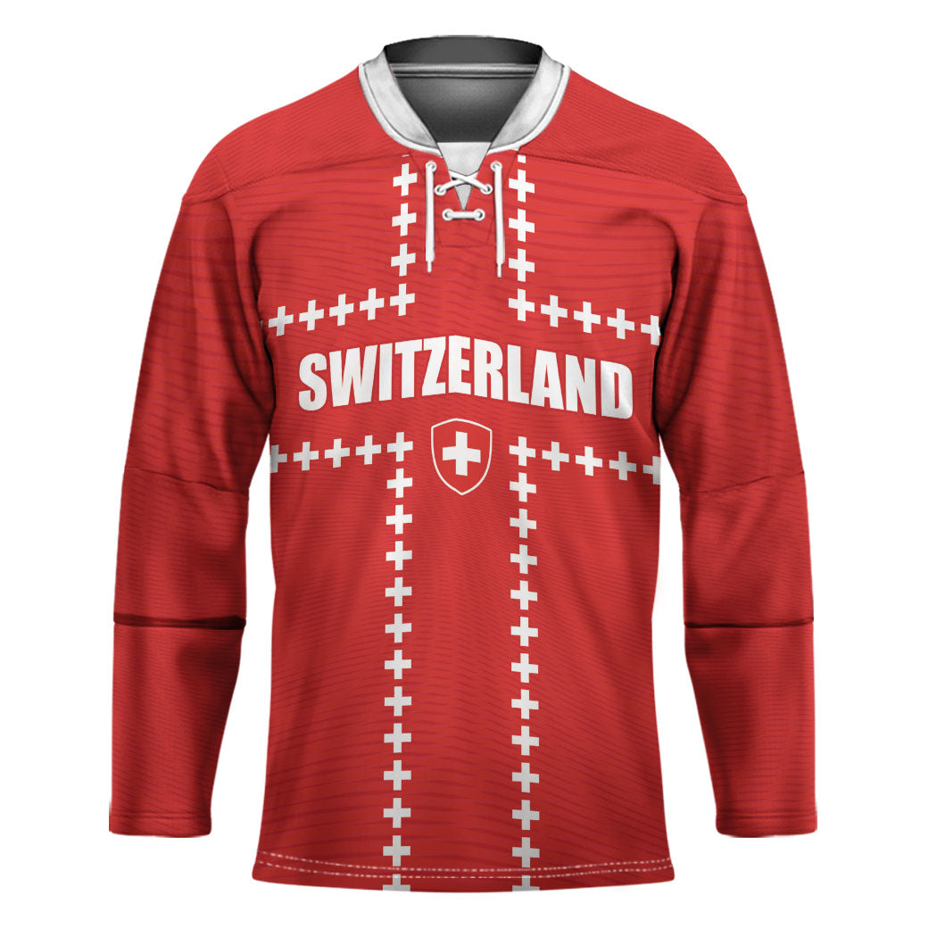 Custom Switzerland 2026 World Football Hockey Jersey Rossocrociati Go Champions