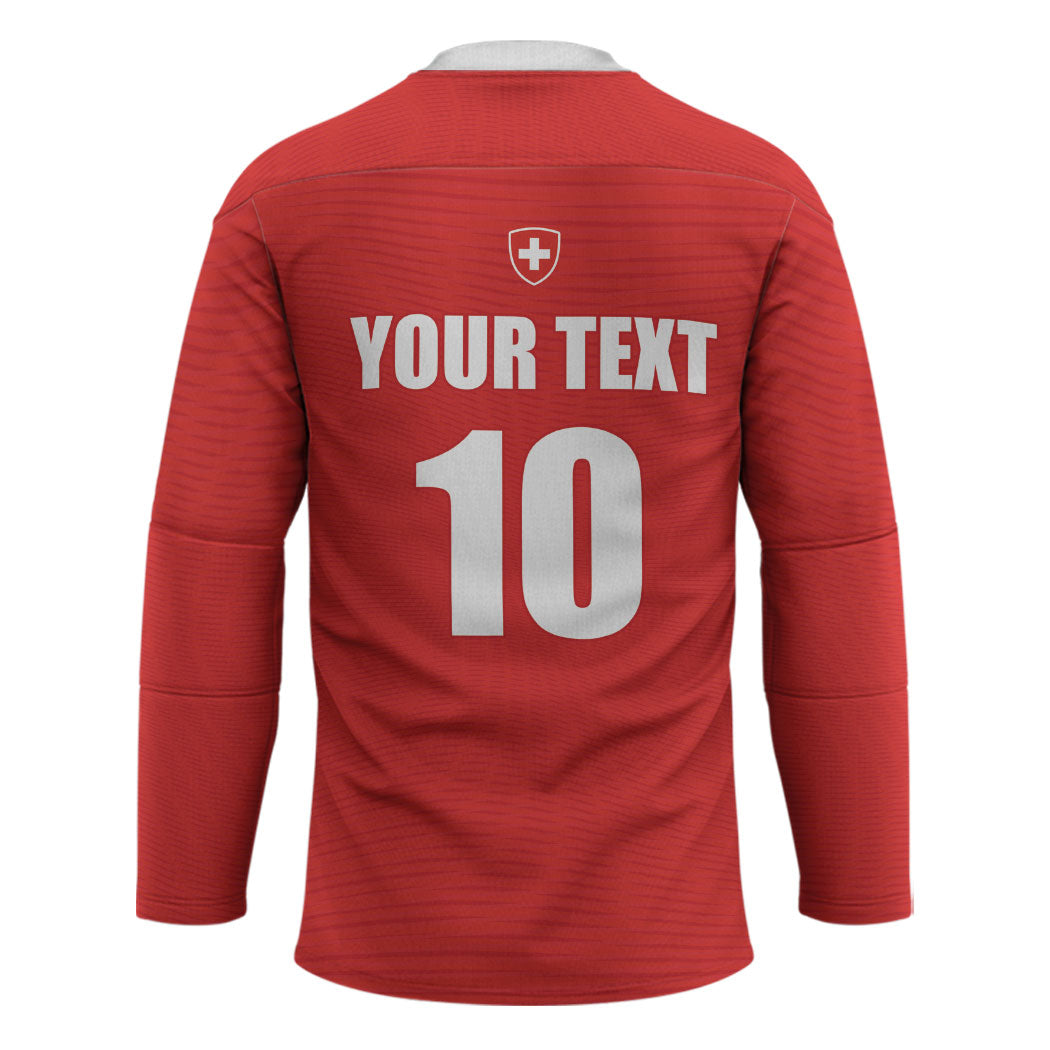 Custom Switzerland 2026 World Football Hockey Jersey Rossocrociati Go Champions