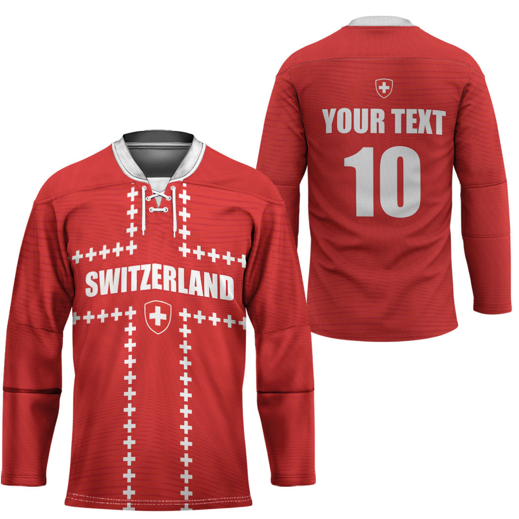 Custom Switzerland 2026 World Football Hockey Jersey Rossocrociati Go Champions