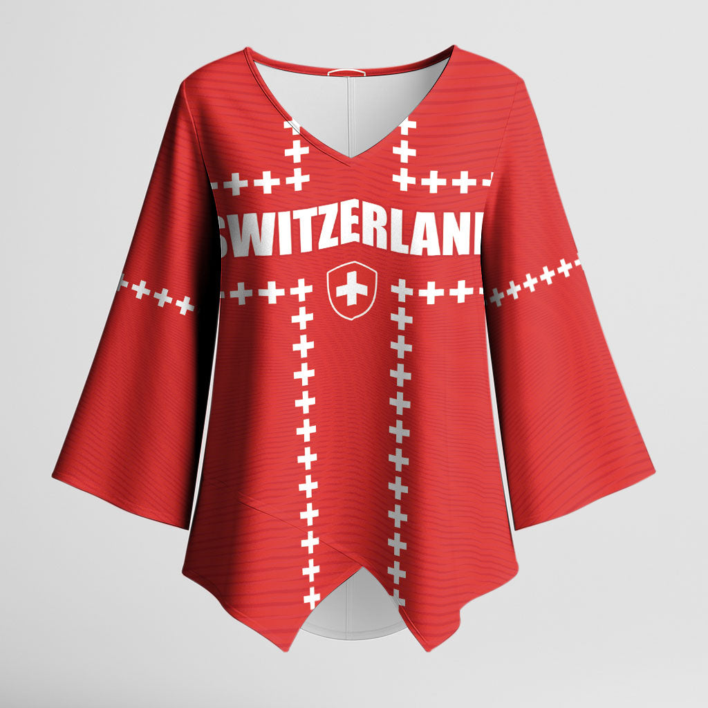 Custom Switzerland 2026 World Football Kimono Sleeve Blouse Rossocrociati Go Champions