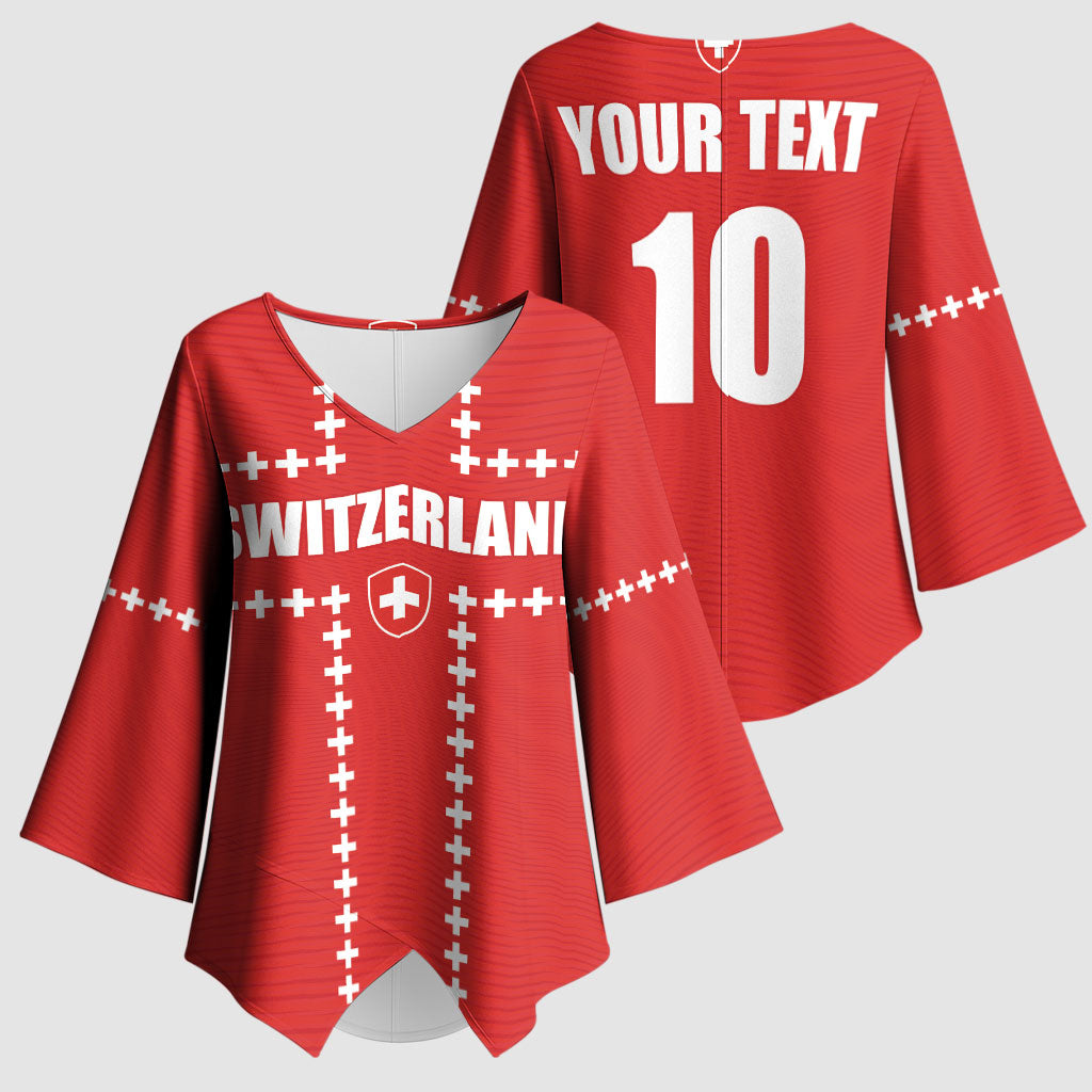 Custom Switzerland 2026 World Football Kimono Sleeve Blouse Rossocrociati Go Champions