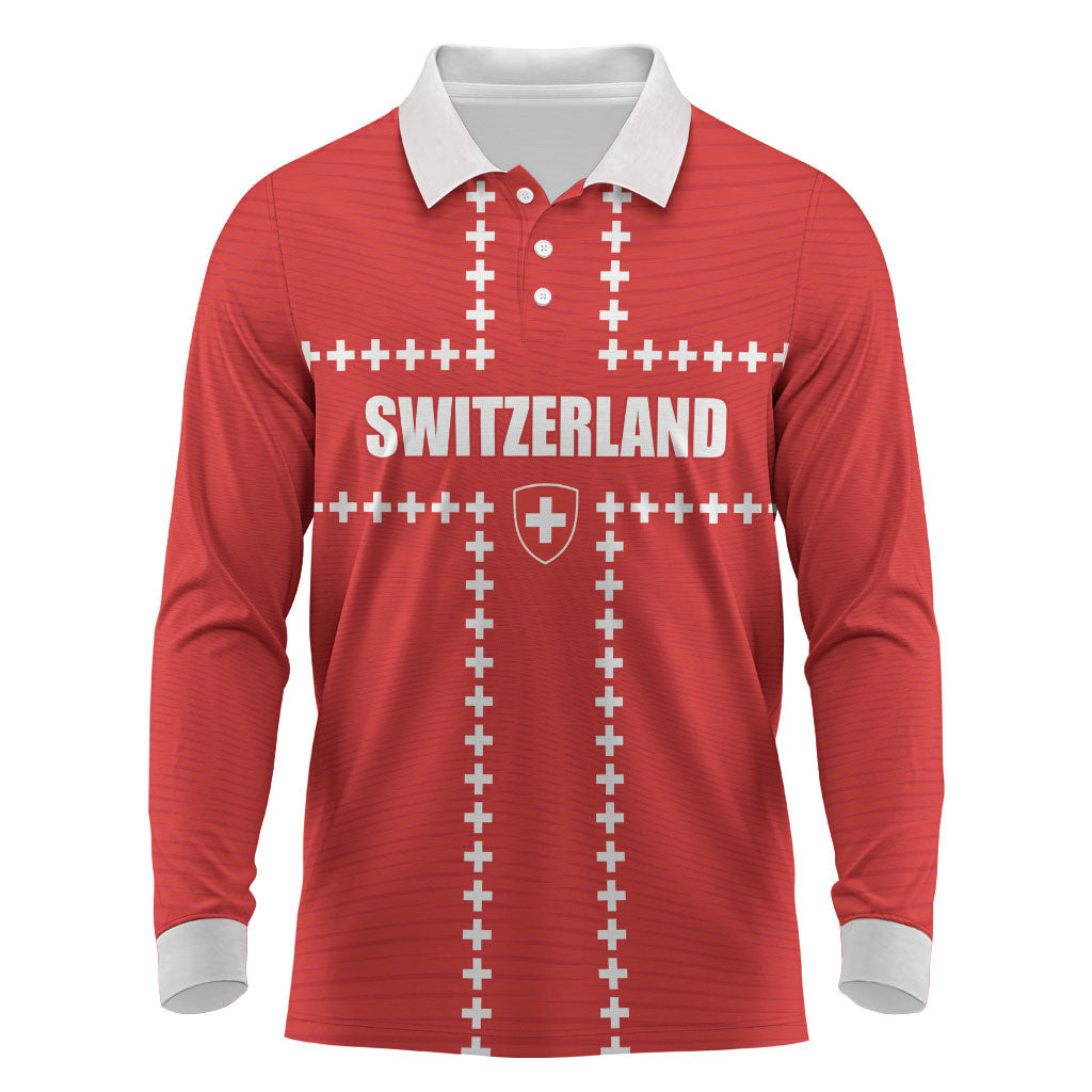 Custom Switzerland 2026 World Football Long Sleeve Polo Shirt Rossocrociati Go Champions