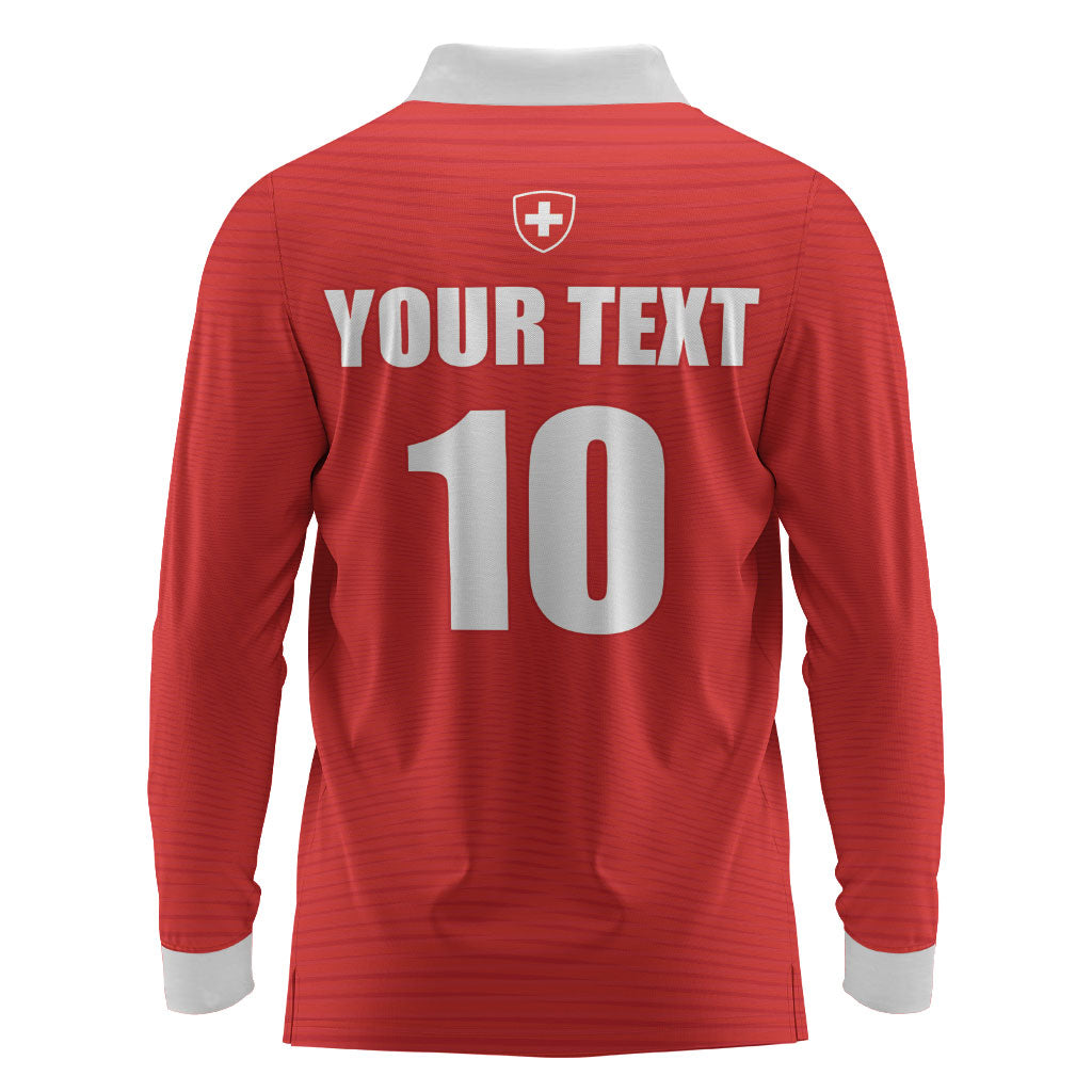 Custom Switzerland 2026 World Football Long Sleeve Polo Shirt Rossocrociati Go Champions