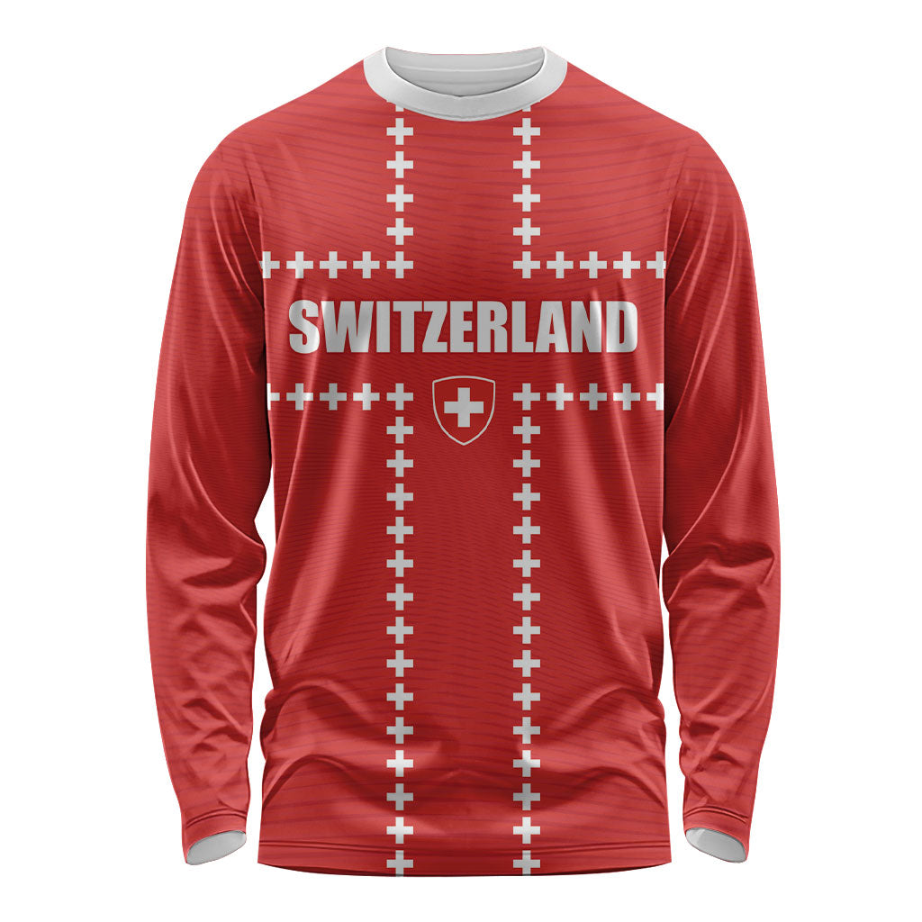 Custom Switzerland 2026 World Football Long Sleeve Shirt Rossocrociati Go Champions