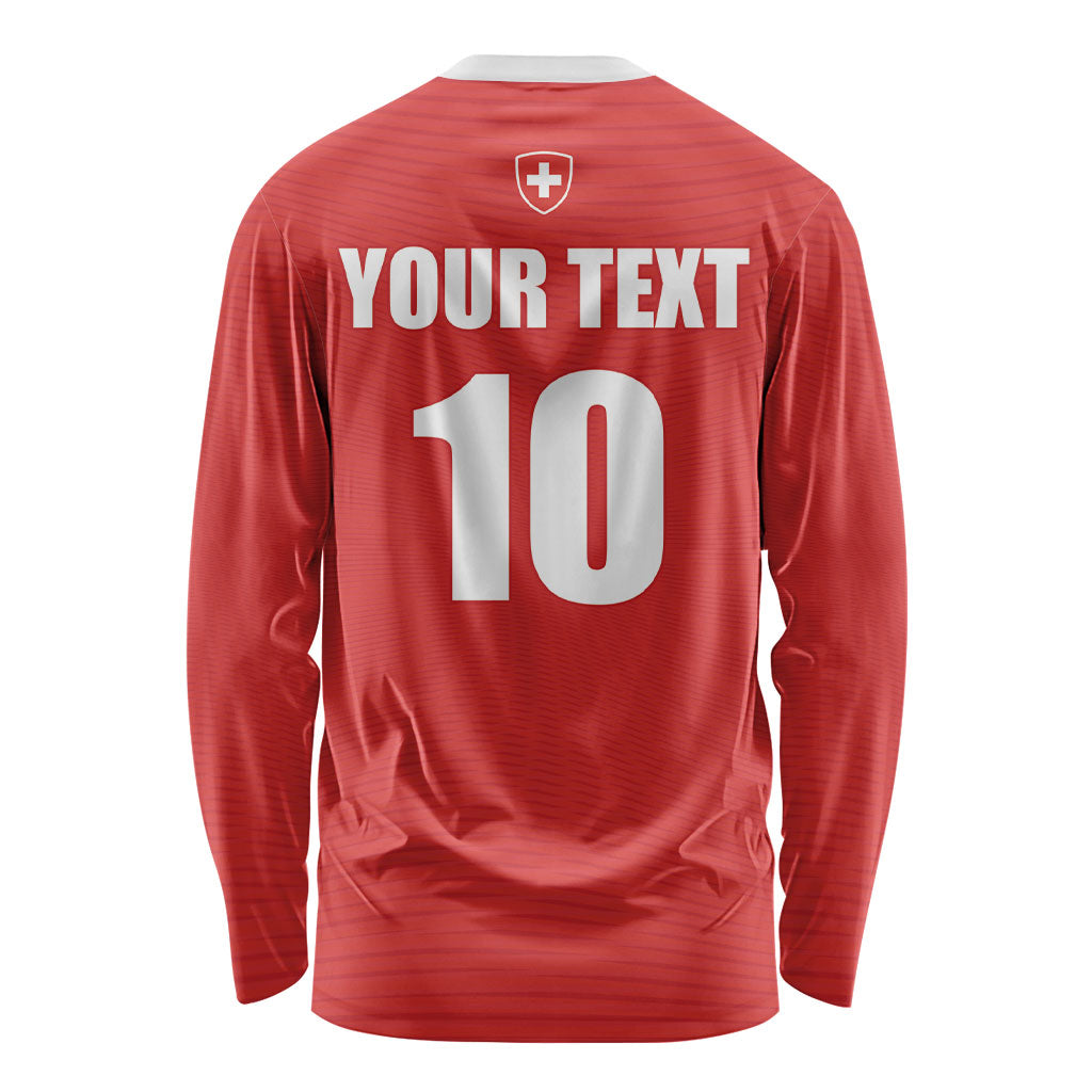 Custom Switzerland 2026 World Football Long Sleeve Shirt Rossocrociati Go Champions
