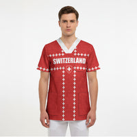 Custom Switzerland 2026 World Football Scrub Top Rossocrociati Go Champions
