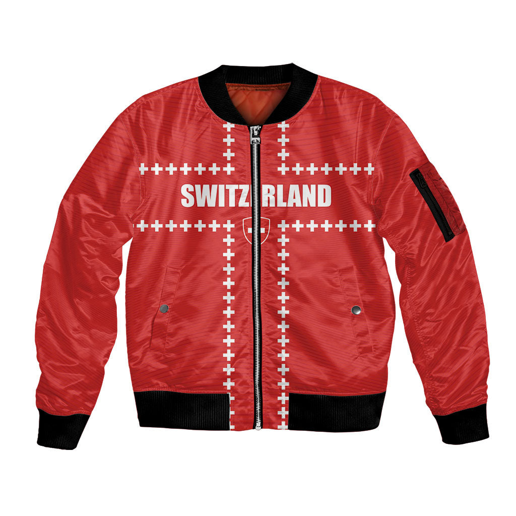 Custom Switzerland 2026 World Football Sleeve Zip Bomber Jacket Rossocrociati Go Champions