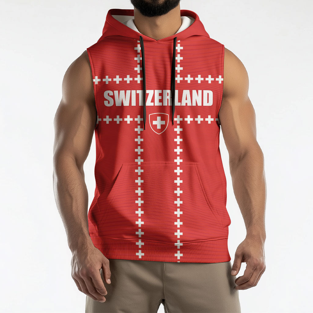 Custom Switzerland 2026 World Football Sleeveless Hoodie Rossocrociati Go Champions
