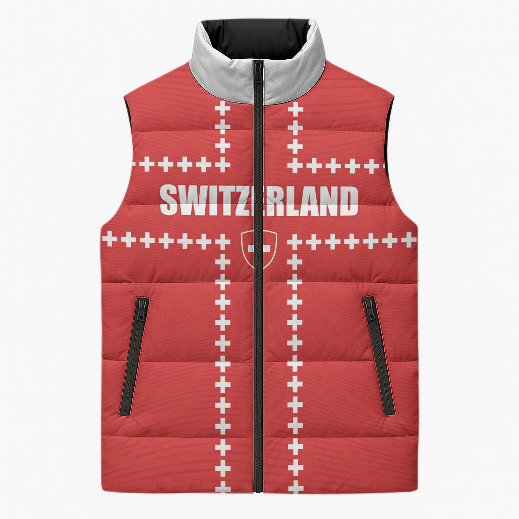 Custom Switzerland 2026 World Football Sleeveless Puffer Jacket Rossocrociati Go Champions