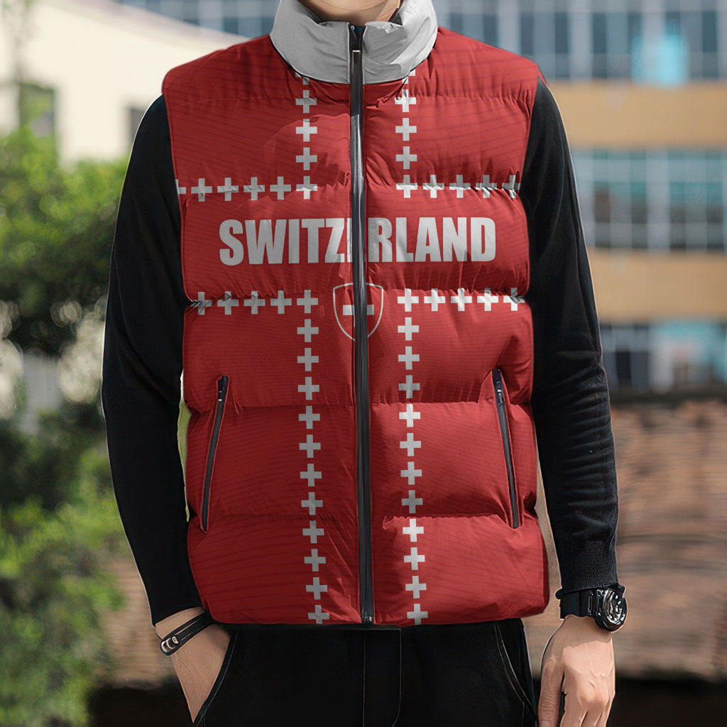 Custom Switzerland 2026 World Football Sleeveless Puffer Jacket Rossocrociati Go Champions