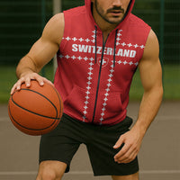 Custom Switzerland 2026 World Football Sleeveless Zip Hoodie Rossocrociati Go Champions