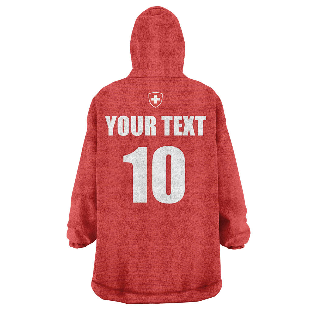 Custom Switzerland 2026 World Football Wearable Blanket Hoodie Rossocrociati Go Champions