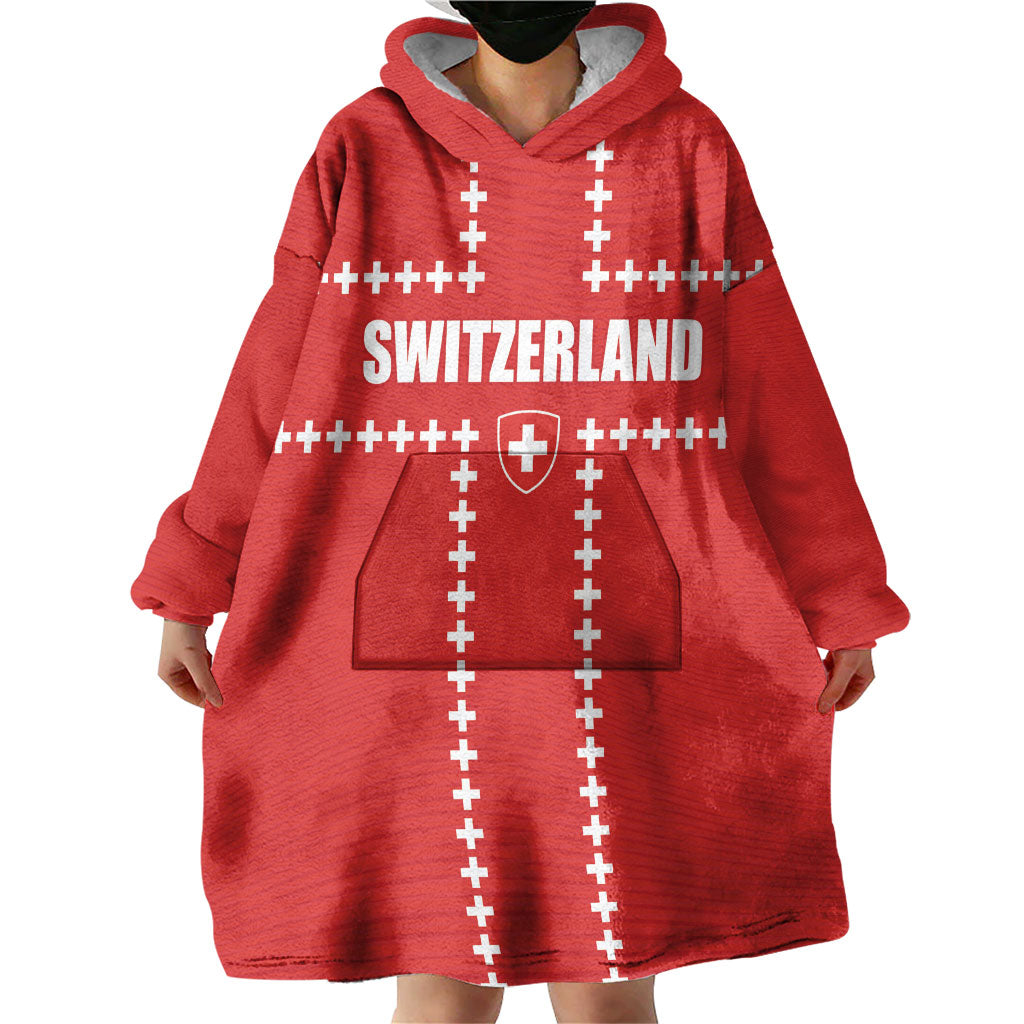Custom Switzerland 2026 World Football Wearable Blanket Hoodie Rossocrociati Go Champions