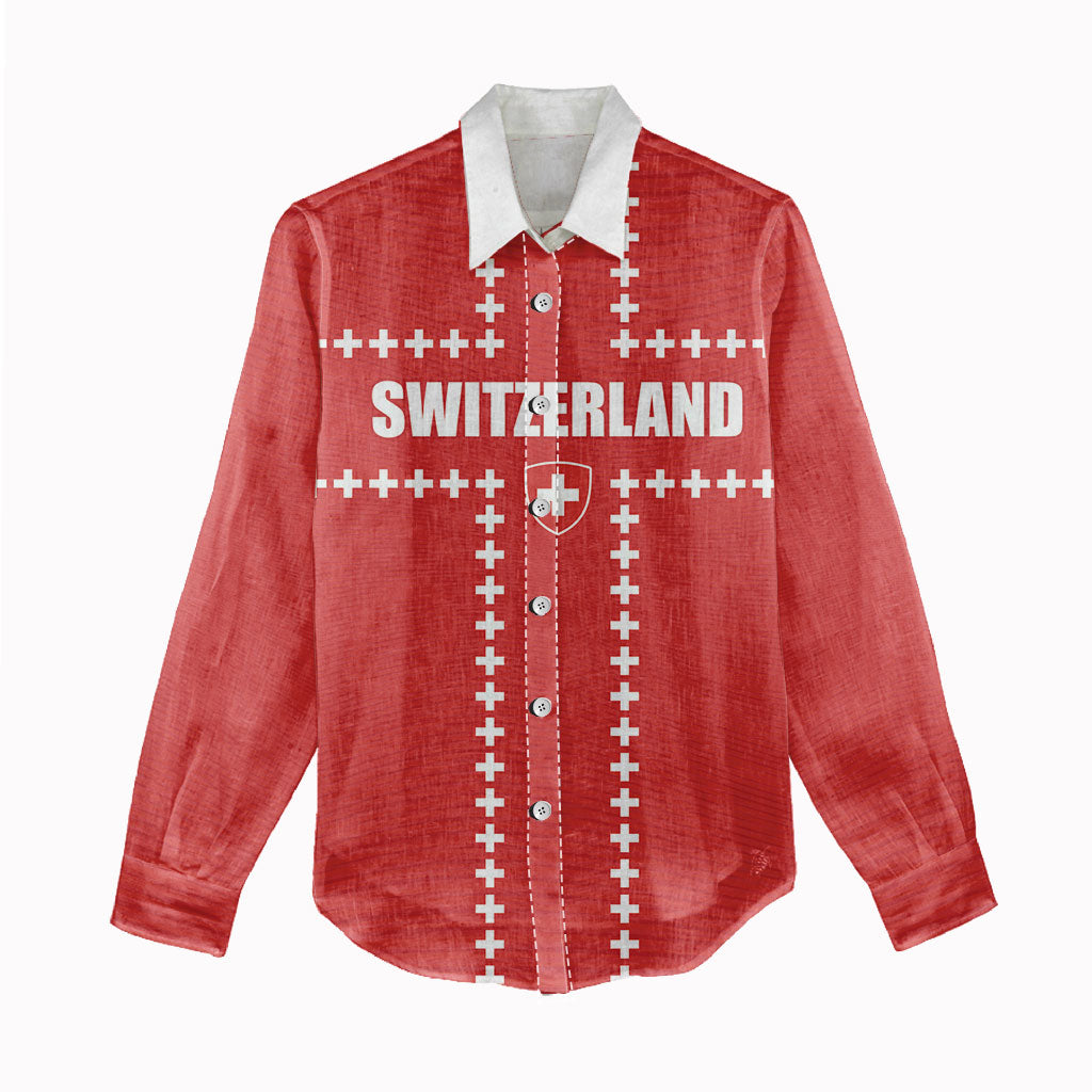 Custom Switzerland 2026 World Football Women Casual Shirt Rossocrociati Go Champions