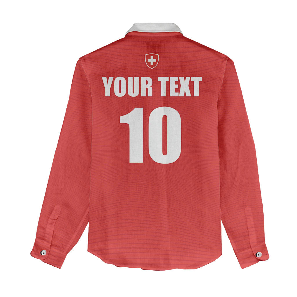 Custom Switzerland 2026 World Football Women Casual Shirt Rossocrociati Go Champions