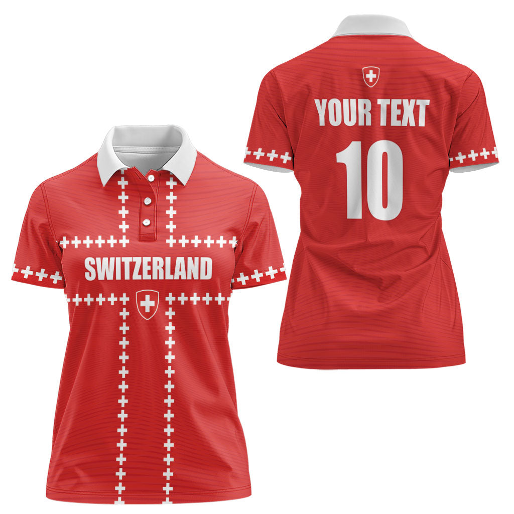 Custom Switzerland 2026 World Football Women Polo Shirt Rossocrociati Go Champions