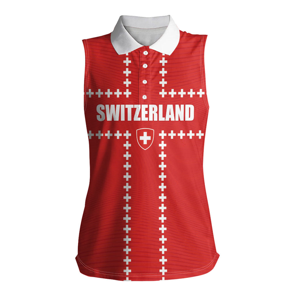 Custom Switzerland 2026 World Football Women Sleeveless Polo Shirt Rossocrociati Go Champions