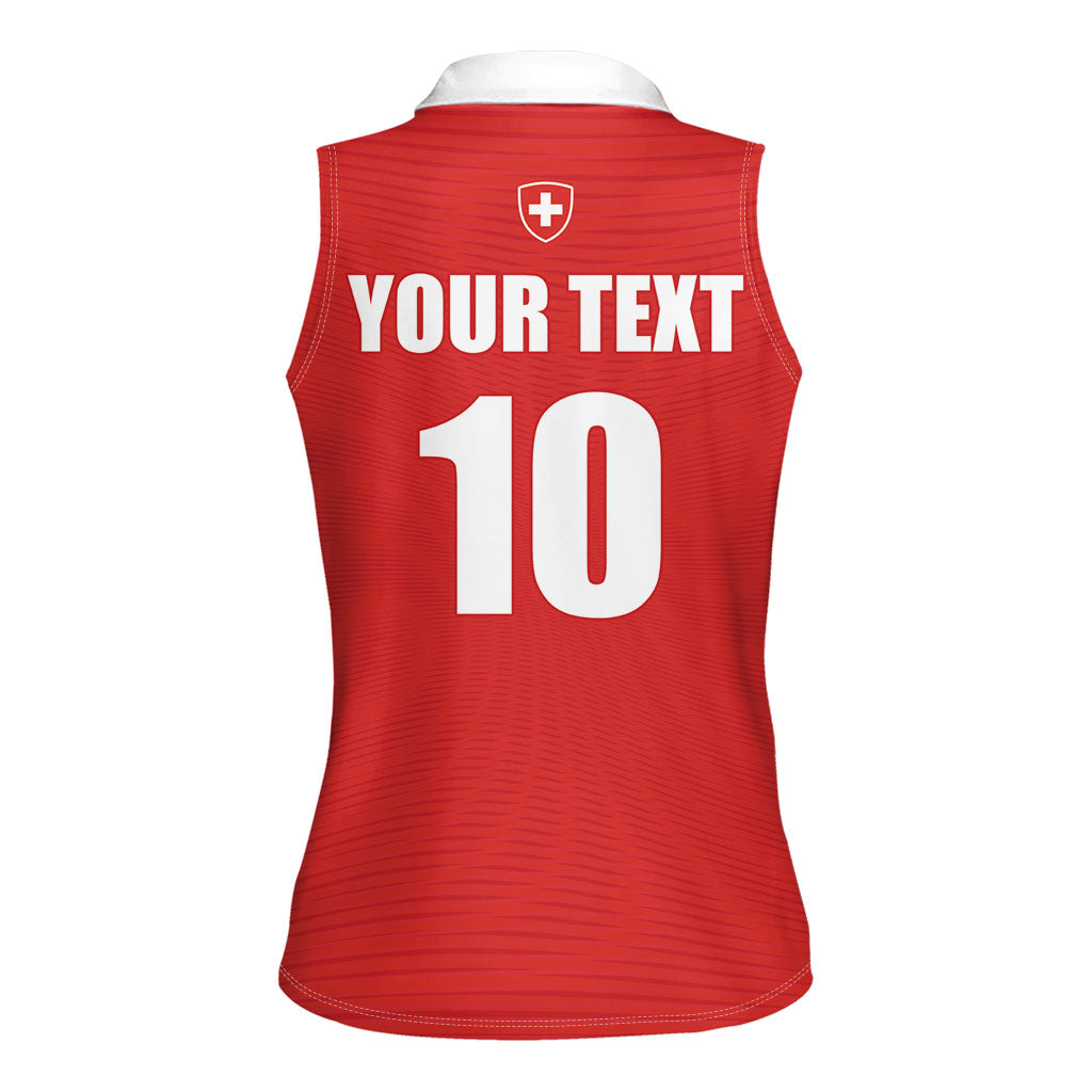 Custom Switzerland 2026 World Football Women Sleeveless Polo Shirt Rossocrociati Go Champions