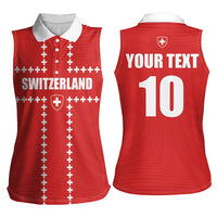 Custom Switzerland 2026 World Football Women Sleeveless Polo Shirt Rossocrociati Go Champions