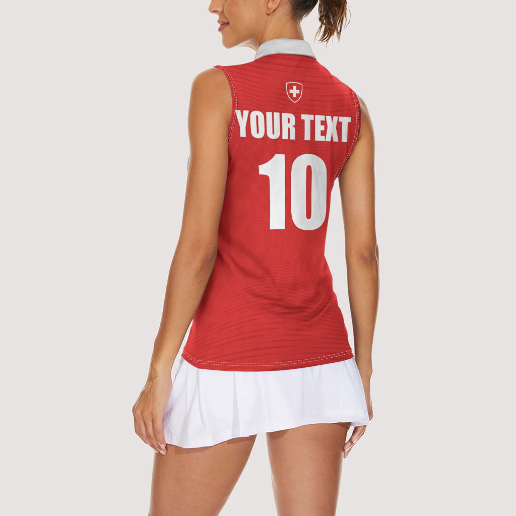 Custom Switzerland 2026 World Football Women Sleeveless Polo Shirt Rossocrociati Go Champions