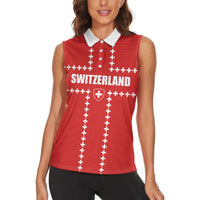 Custom Switzerland 2026 World Football Women Sleeveless Polo Shirt Rossocrociati Go Champions