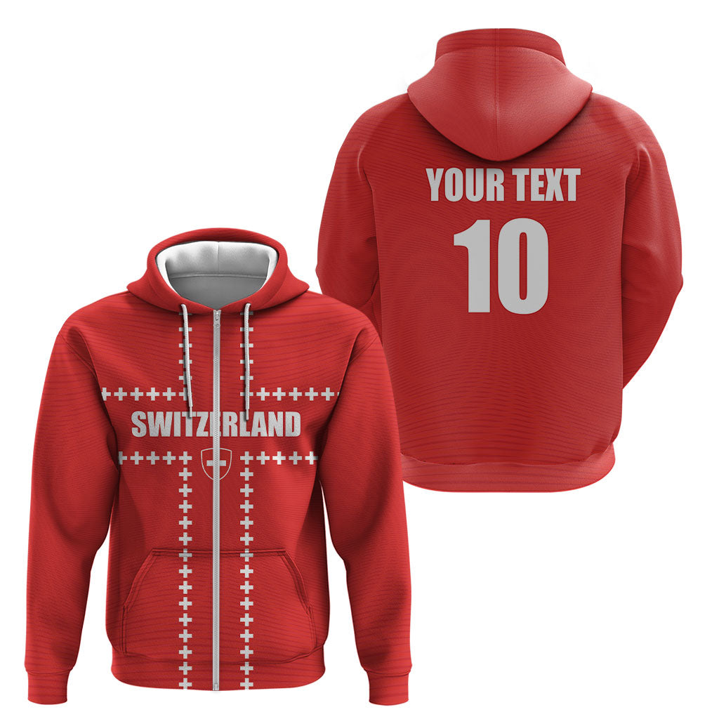 Custom Switzerland 2026 World Football Zip Hoodie Rossocrociati Go Champions
