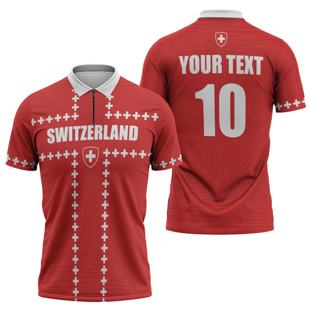 Custom Switzerland 2026 World Football Zipper Polo Shirt Rossocrociati Go Champions
