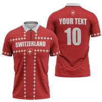 Custom Switzerland 2026 World Football Zipper Polo Shirt Rossocrociati Go Champions