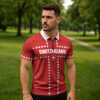 Custom Switzerland 2026 World Football Zipper Polo Shirt Rossocrociati Go Champions