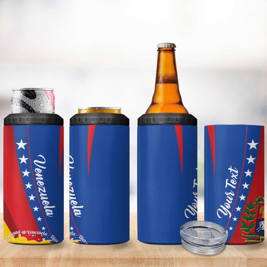 Personalized Venezuela 4 in 1 Can Cooler Tumbler Dios y Federacion Curve Star - Wonder Print Shop