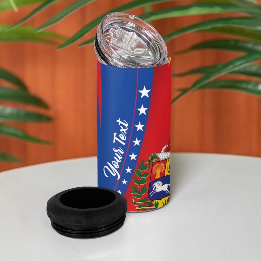 Personalized Venezuela 4 in 1 Can Cooler Tumbler Dios y Federacion Curve Star - Wonder Print Shop