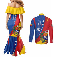 Personalized Venezuela Couples Matching Mermaid Dress and Long Sleeve Button Shirt Dios y Federacion Curve Star