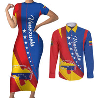 Personalized Venezuela Couples Matching Short Sleeve Bodycon Dress and Long Sleeve Button Shirt Dios y Federacion Curve Star - Wonder Print Shop