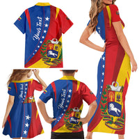 Personalized Venezuela Family Matching Short Sleeve Bodycon Dress and Hawaiian Shirt Dios y Federacion Curve Star - Wonder Print Shop