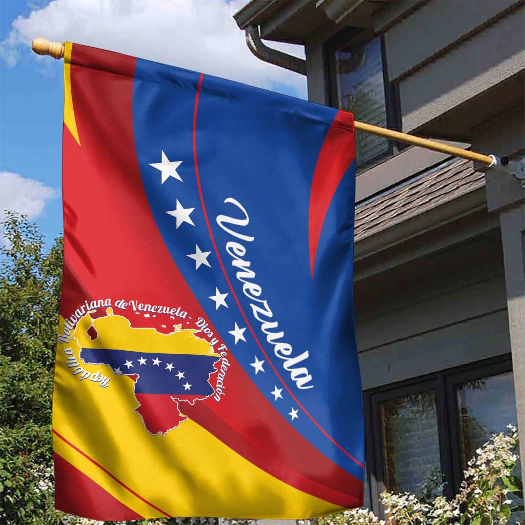 Venezuela Garden Flag Dios y Federacion Curve Star - Wonder Print Shop