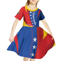 Personalized Venezuela Kid Short Sleeve Dress Dios y Federacion Curve Star - Wonder Print Shop