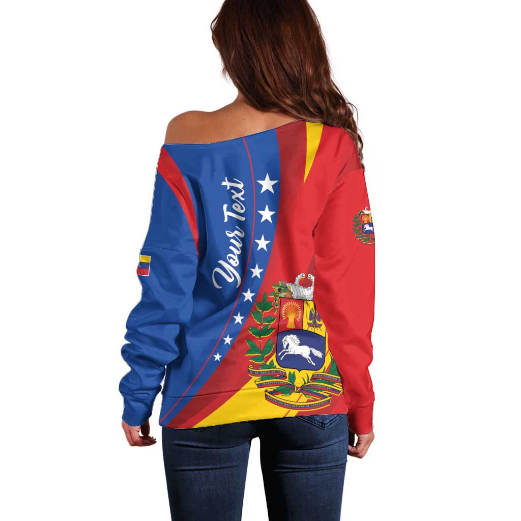 Personalized Venezuela Off Shoulder Sweater Dios y Federacion Curve Star - Wonder Print Shop