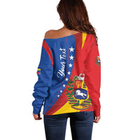 Personalized Venezuela Off Shoulder Sweater Dios y Federacion Curve Star - Wonder Print Shop