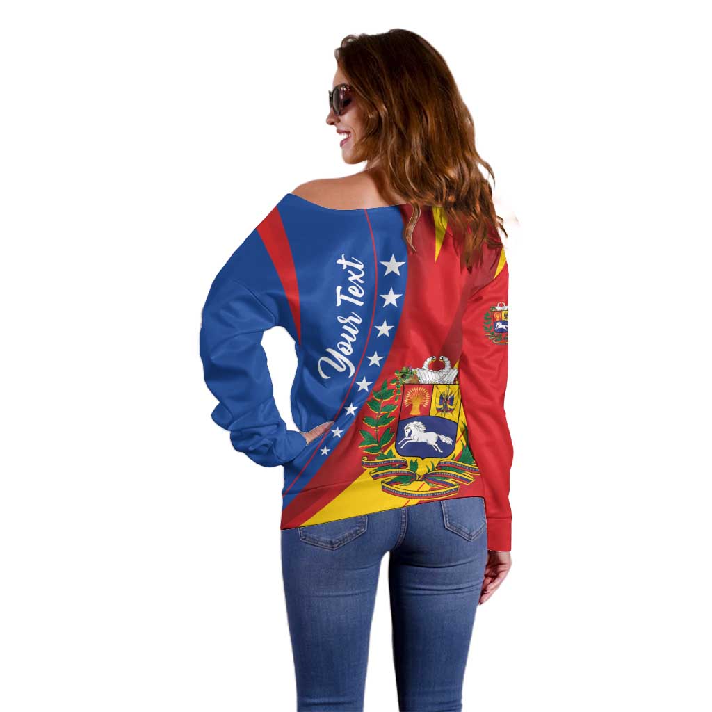 Personalized Venezuela Off Shoulder Sweater Dios y Federacion Curve Star - Wonder Print Shop