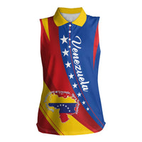 Personalized Venezuela Women Sleeveless Polo Shirt Dios y Federacion Curve Star - Wonder Print Shop