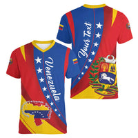 Personalized Venezuela Women V-Neck T-Shirt Dios y Federacion Curve Star - Wonder Print Shop