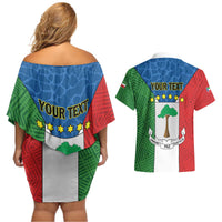 Personalized Equatorial Guinea Couples Matching Off Shoulder Short Dress and Hawaiian Shirt Unidad Paz Justicia - Wonder Print Shop