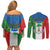 Personalized Equatorial Guinea Couples Matching Off Shoulder Short Dress and Long Sleeve Button Shirt Unidad Paz Justicia - Wonder Print Shop