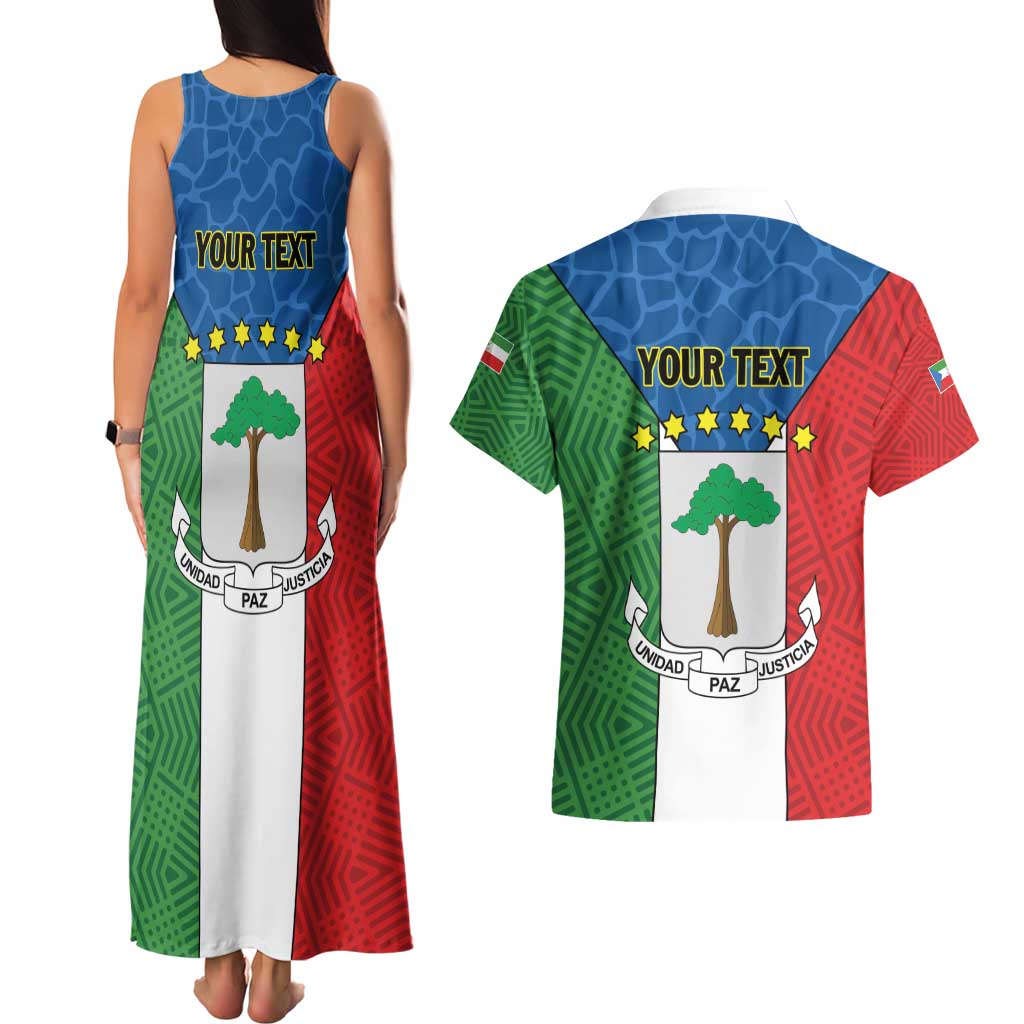 Personalized Equatorial Guinea Couples Matching Tank Maxi Dress and Hawaiian Shirt Unidad Paz Justicia - Wonder Print Shop