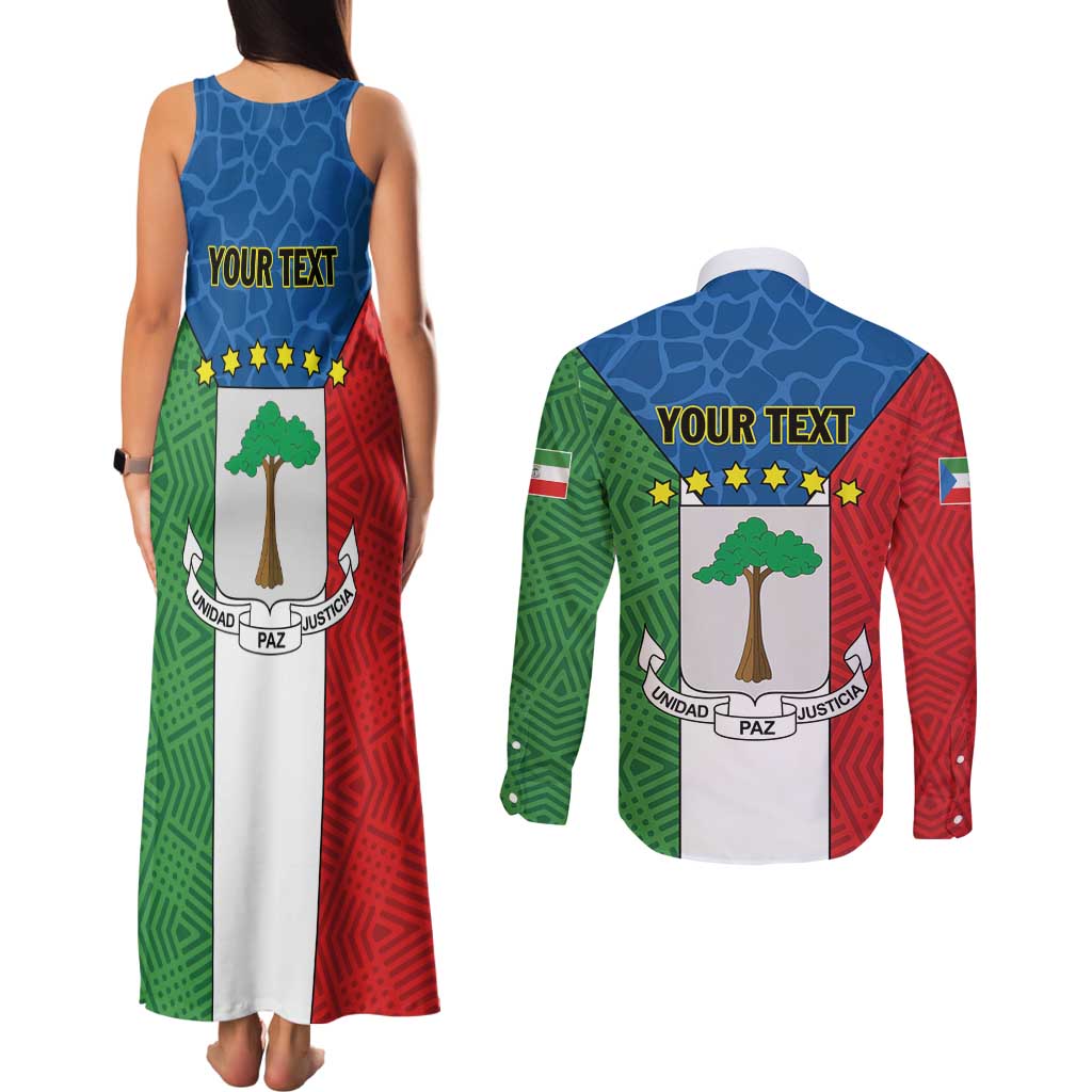 Personalized Equatorial Guinea Couples Matching Tank Maxi Dress and Long Sleeve Button Shirt Unidad Paz Justicia - Wonder Print Shop