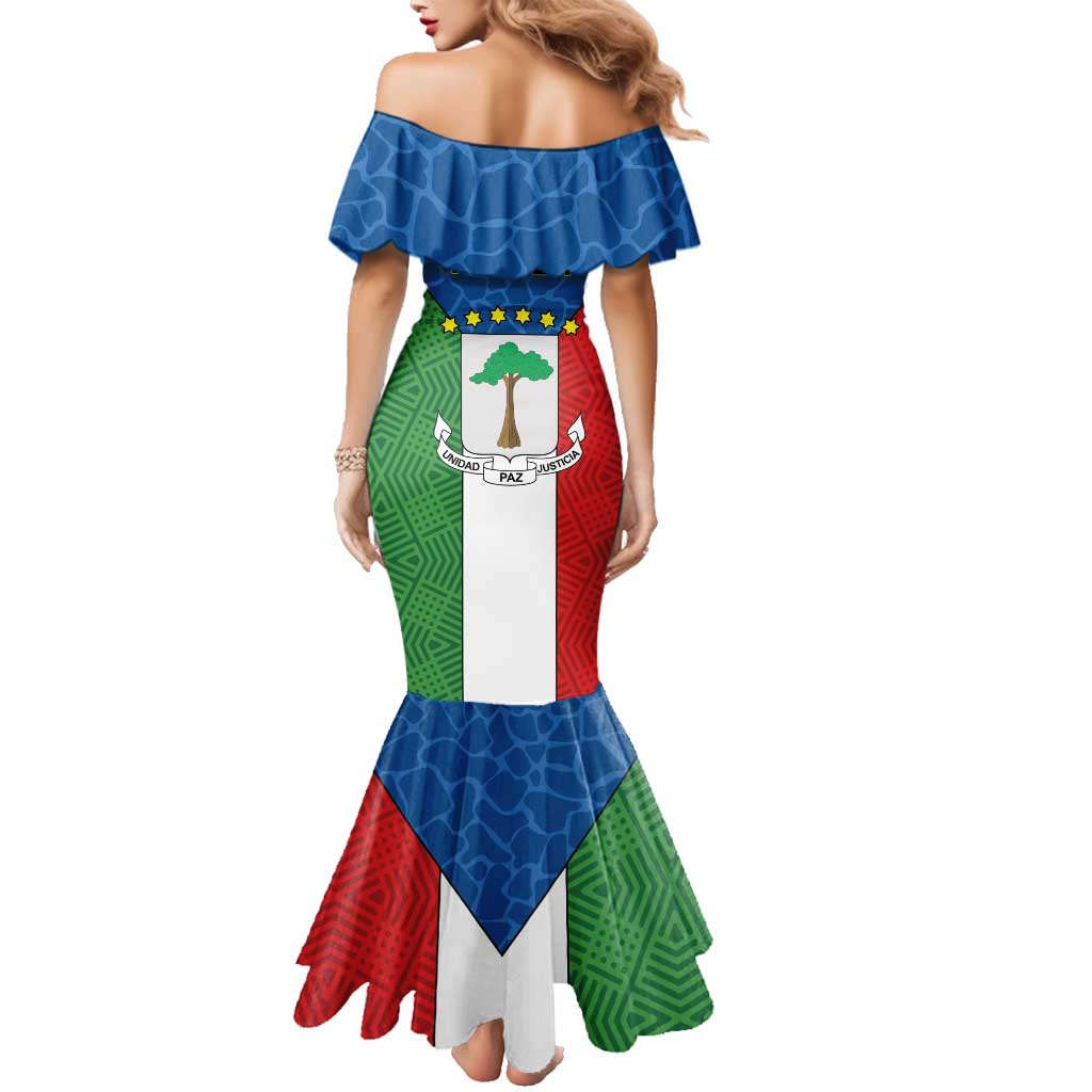 Personalized Equatorial Guinea Family Matching Mermaid Dress and Hawaiian Shirt Unidad Paz Justicia - Wonder Print Shop