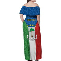 Personalized Equatorial Guinea Family Matching Off Shoulder Maxi Dress and Hawaiian Shirt Unidad Paz Justicia - Wonder Print Shop